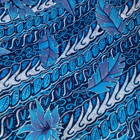 VTG 1970s Maxi Dress w Angel Sleeves Floral Batik Print OS - Picture 7 of 8